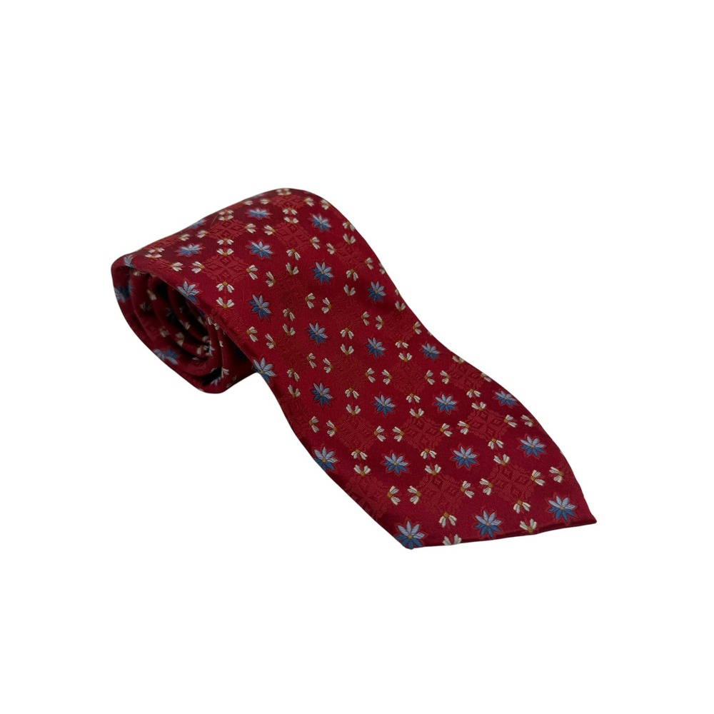 Jos. A. Bank Signature Collection Mens Red Floral Silk Necktie Medallion‎ Tie